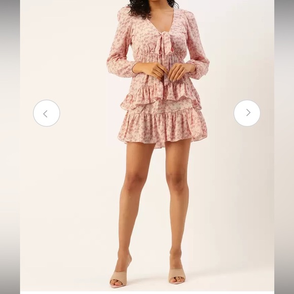 NWT F21 tie front ruffle mini dress - Picture 5 of 8